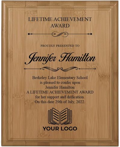 لوحة شخصية من الخيزران الأصلي مقاس 9 × 12 | جائزة الموظف المخصصة مع النقش متضمنة | جائزة موظف العام | جوائز للمعلمين والتقاعد وتقدير الموظفين in Kuwait