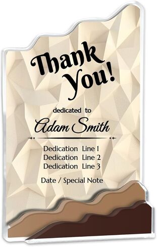 Thank You Award Plaque – Personalized Acrylic Trophy for Employee, Teacher, Coach, or Team Recognition – Custom Appreciation Award – Available in 6", 8", 10", 12" (Sunset) in Saudi Arabia