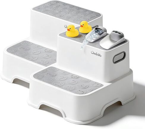 UNCLE WU 2 Step Stool for Kids -Toddler Step Stool for Bathroom Sink-Light Weight,Two Non-Slip for Toilet Potty Training, Kitchen, Bedroom & Livingroom in Kuwait