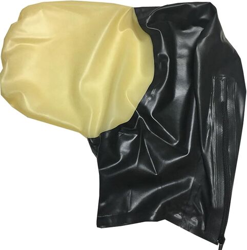 IOKUKI Latex Rubber Hood Mask Stretchable for Men Women,Latex Full Face Hood with Back Zipper Handmade in Kuwait