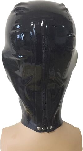 IOKUKI Latex Rubber Hood Mask Stretchable for Men Women,Latex Full Face Hood with Back Zipper Handmade in Kuwait