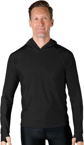Tuga Men's Swim Crest Rash Guard with Relaxed Hoodie, UPF 50+, Made in USA in Saudi Arabia