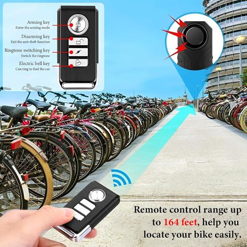 Bike Alarm Remote Motion Sensor System, 113dB Loud Anti-Theft Bicycle Alarm with Remote, Waterproof Wireless Vehicle Security Alarms for Bicycle Motorcycle E-Bike Scooter in Kuwait