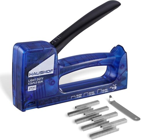 HAUSHOF Staple Gun, Mini Stapler Kit Light Duty with Stapler Remover & 800 Staples, Upholstery Staple Guns Home Use fits JT21 Staples of 1/4'', 5/16'' & 3/8'' for Decoration, DIY, Carpentry, Furniture in Kuwait