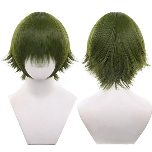 097-لون برتقالي فاتح 30 سنتيمتر/1 قدم ذكر فوضوي شعر مستعار أنيمي مقاومة للحرارة شعر قصير متموج الشعر الاصطناعية in Kuwait