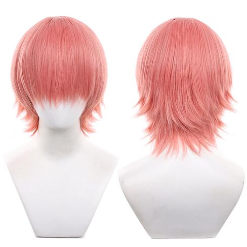 097-light orange color 30cm/1feet male messy anime hair Wig Heat resistant Short Wavy hair Synthetic Hair in Kuwait