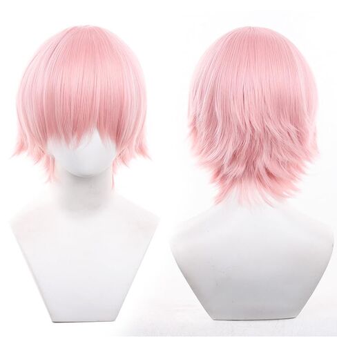 097-light orange color 30cm/1feet male messy anime hair Wig Heat resistant Short Wavy hair Synthetic Hair in Kuwait
