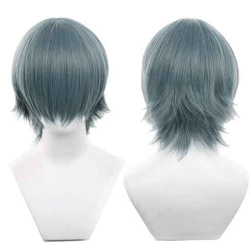 097-light orange color 30cm/1feet male messy anime hair Wig Heat resistant Short Wavy hair Synthetic Hair in Kuwait
