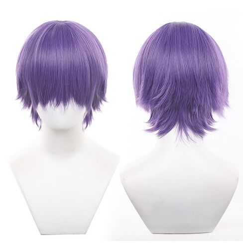 097-light orange color 30cm/1feet male messy anime hair Wig Heat resistant Short Wavy hair Synthetic Hair in Kuwait