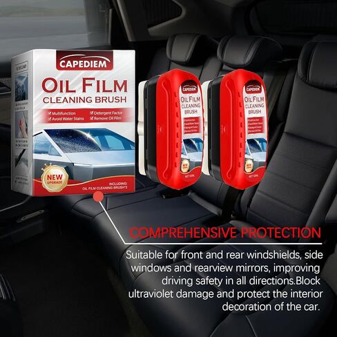 فرشاة تنظيف غشاء زيت السيارة لنوافذ السيارة، لوح تنظيف الزجاج، منظف الزجاج الأمامي للسيارة، مناسبة لإزالة غشاء زيت الزجاج الأمامي (أخضر-L) in Kuwait