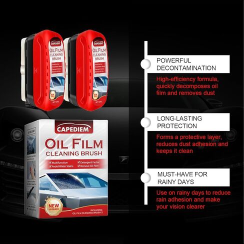 فرشاة تنظيف غشاء زيت السيارة لنوافذ السيارة، لوح تنظيف الزجاج، منظف الزجاج الأمامي للسيارة، مناسبة لإزالة غشاء زيت الزجاج الأمامي (أخضر-L) in Kuwait