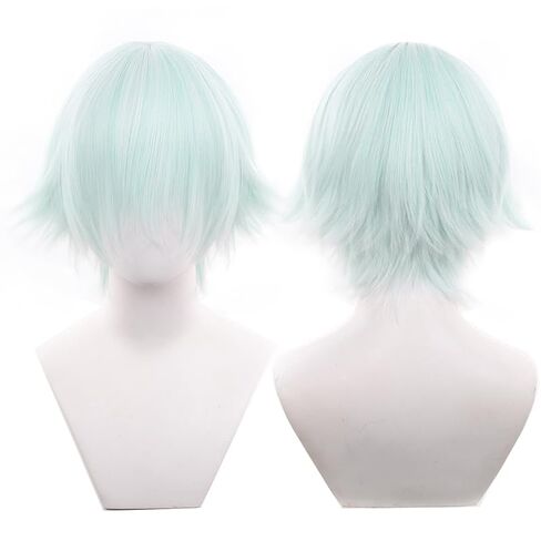 097-light orange color 30cm/1feet male messy anime hair Wig Heat resistant Short Wavy hair Synthetic Hair in Kuwait