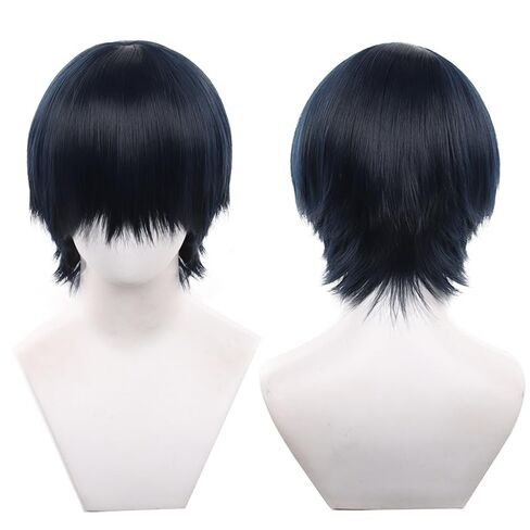 097-light orange color 30cm/1feet male messy anime hair Wig Heat resistant Short Wavy hair Synthetic Hair in Kuwait