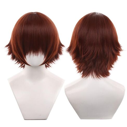 097-light orange color 30cm/1feet male messy anime hair Wig Heat resistant Short Wavy hair Synthetic Hair in Kuwait