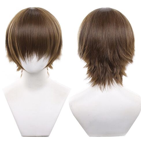 097-light orange color 30cm/1feet male messy anime hair Wig Heat resistant Short Wavy hair Synthetic Hair in Kuwait