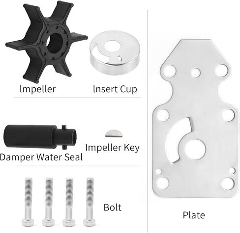69G-W0078-02-00 Outboard Water Pump Impeller Repair Kit, Replacement for Yamaha 4-Stroke 8 HP T8 2001-2010, 9.9 HP T9.9 2007-2017, Replaces 69G-W0078-01-00, 69GW00780000 in Saudi Arabia