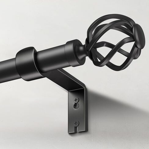 قضبان ستائر للنوافذ من 66 إلى 120، قضيب ستارة أسود طويل مزخرف قابل للتعديل مقاس 1 بوصة مع نهاية قفص ملتوي، قضبان ستائر خارجية حديثة شديدة التحمل للفناء، ربط تلسكوبي، مقاس 32 بوصة - 120 بوصة in Kuwait