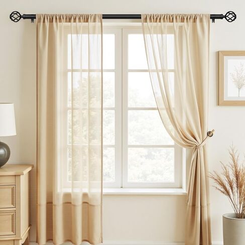 قضبان ستائر للنوافذ من 66 إلى 120، قضيب ستارة أسود طويل مزخرف قابل للتعديل مقاس 1 بوصة مع نهاية قفص ملتوي، قضبان ستائر خارجية حديثة شديدة التحمل للفناء، ربط تلسكوبي، مقاس 32 بوصة - 120 بوصة in Kuwait