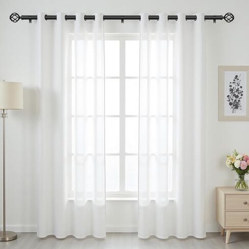 قضبان ستائر للنوافذ من 66 إلى 120، قضيب ستارة أسود طويل مزخرف قابل للتعديل مقاس 1 بوصة مع نهاية قفص ملتوي، قضبان ستائر خارجية حديثة شديدة التحمل للفناء، ربط تلسكوبي، مقاس 32 بوصة - 120 بوصة in Kuwait