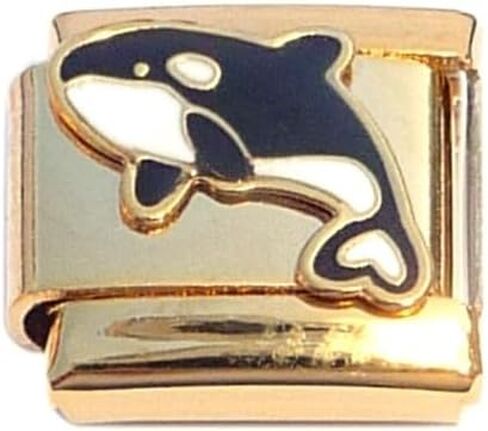 Killer Whale Goldtone Base Italian Charm in Saudi Arabia