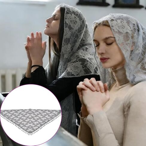 3 قطع من حجاب الكنيسة الكاثوليكية مانتيلا، حجاب مثلث، غطاء رأس من الدانتيل، حجاب جماعي، غطاء رأس الكاتدرائية، أغطية وشاح من التول الدانتيل المثلث للنساء والفتيات في الكنيسة ووصيفات العروس in Kuwait