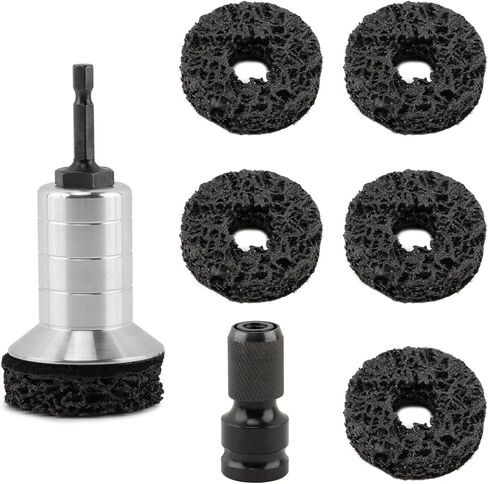 Wheel Hub Cleaning Tool Kit, Brake Hub Cleaning Kit Wheel Stud Cleaner, Quick Rust Removal Fits Power Drill or 1/2" Impact Driven Wrenches for Lug Studs, Rotors(Color:Black) in Saudi Arabia