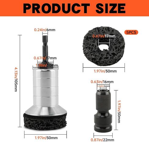 Wheel Hub Cleaning Tool Kit, Brake Hub Cleaning Kit Wheel Stud Cleaner, Quick Rust Removal Fits Power Drill or 1/2" Impact Driven Wrenches for Lug Studs, Rotors(Color:Black) in Saudi Arabia