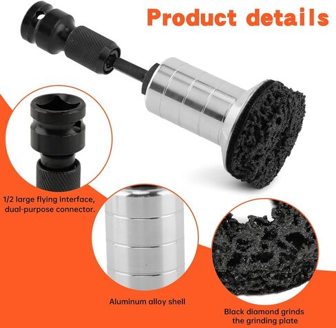 Wheel Hub Cleaning Tool Kit, Brake Hub Cleaning Kit Wheel Stud Cleaner, Quick Rust Removal Fits Power Drill or 1/2" Impact Driven Wrenches for Lug Studs, Rotors(Color:Black) in Saudi Arabia
