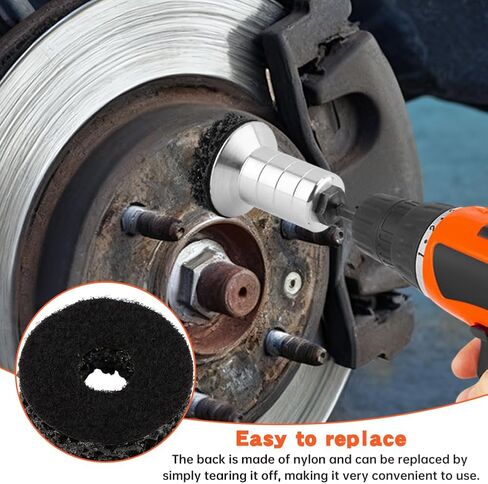 Wheel Hub Cleaning Tool Kit, Brake Hub Cleaning Kit Wheel Stud Cleaner, Quick Rust Removal Fits Power Drill or 1/2" Impact Driven Wrenches for Lug Studs, Rotors(Color:Black) in Saudi Arabia