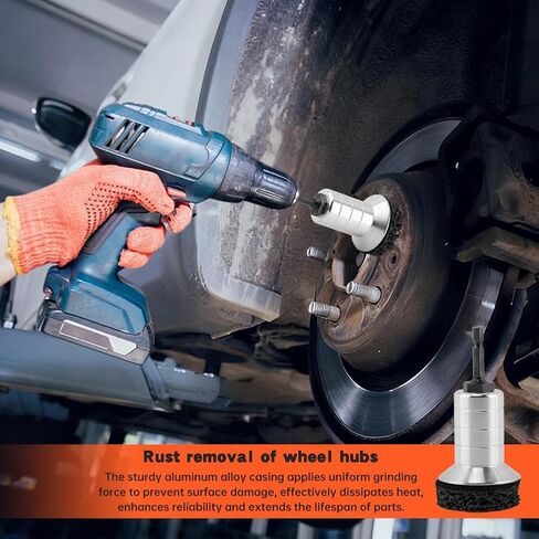 Wheel Hub Cleaning Tool Kit, Brake Hub Cleaning Kit Wheel Stud Cleaner, Quick Rust Removal Fits Power Drill or 1/2" Impact Driven Wrenches for Lug Studs, Rotors(Color:Black) in Saudi Arabia