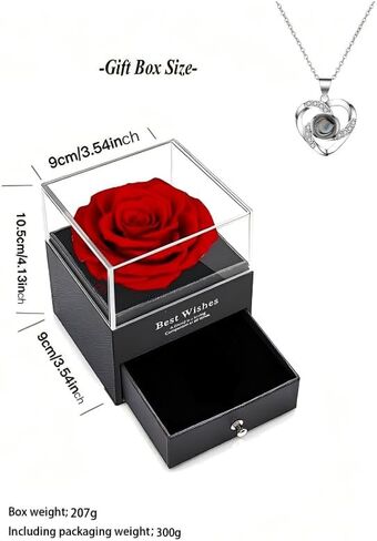 ورود حمراء أبدية محفوظة في صندوق - تحتوي على قلادة على شكل قلب منقوشة. هذه المجموعة مصنوعة من ورود حمراء أبدية حقيقية، وهي هدية رومانسية مثالية لأعياد الميلاد واحتفالات الذكرى السنوية وعيد الأم والمزيد. in Kuwait