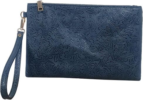 Elegant Floral Embossed Wristlet Clutch Purse Bag PU Leather Medium Size Female Clutches with Wrist Strap in Saudi Arabia