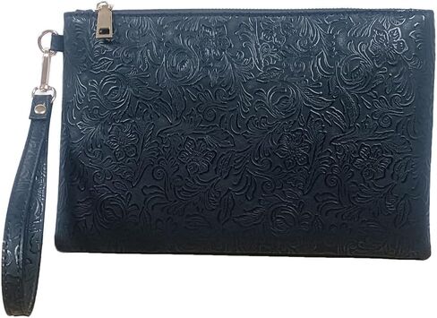 Elegant Floral Embossed Wristlet Clutch Purse Bag PU Leather Medium Size Female Clutches with Wrist Strap in Saudi Arabia