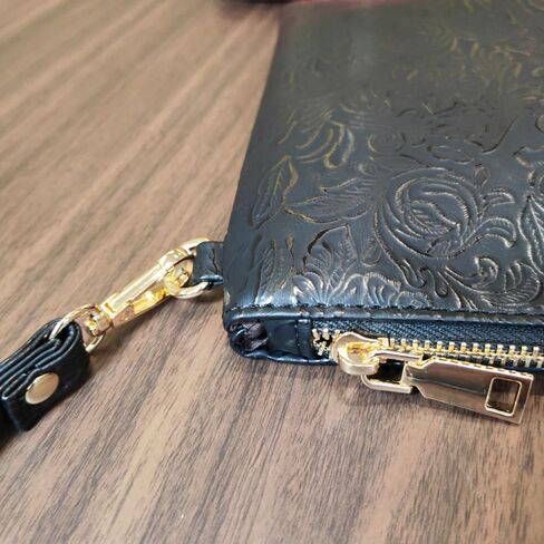 Elegant Floral Embossed Wristlet Clutch Purse Bag PU Leather Medium Size Female Clutches with Wrist Strap in Saudi Arabia