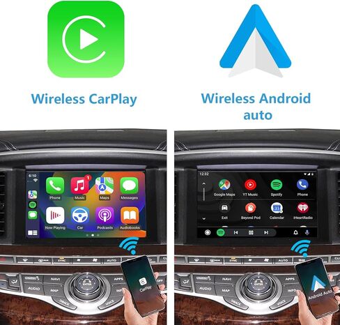 وحدة CarPlay اللاسلكية وAndroid Auto المتوافقة مع مجموعة Infiniti QX60 QX80 Q70 Nissan Armada التحديثية، تدعم الكاميرا الأصلية، صوت بلوتوث وميكروفون in Kuwait