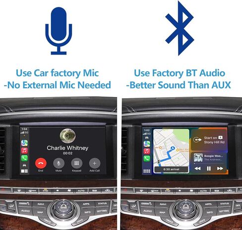 وحدة CarPlay اللاسلكية وAndroid Auto المتوافقة مع مجموعة Infiniti QX60 QX80 Q70 Nissan Armada التحديثية، تدعم الكاميرا الأصلية، صوت بلوتوث وميكروفون in Kuwait