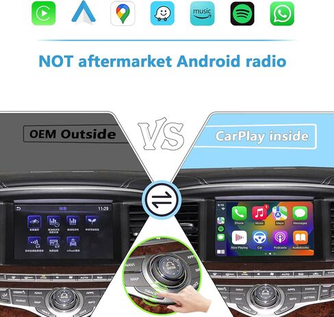 وحدة CarPlay اللاسلكية وAndroid Auto المتوافقة مع مجموعة Infiniti QX60 QX80 Q70 Nissan Armada التحديثية، تدعم الكاميرا الأصلية، صوت بلوتوث وميكروفون in Kuwait