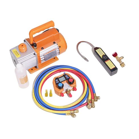 Elitech Mini Split HVAC Pro Tool Kit with Digital Manifold, 5CFM Vacuum Pump & Leak Detector, Includes R410A & R32 Safety Adapters in Saudi Arabia
