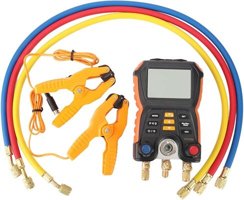 WALFRONT Digital Manifold 2 in 1 HVAC Refrigeration Digital Pressure Temperature Tester with 83 Refrigerants Selection Heat Pump Mode for AC System Leak Detection Maintenance in Saudi Arabia
