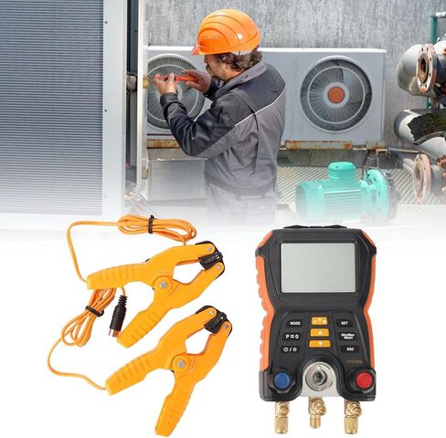 WALFRONT Digital Manifold 2 in 1 HVAC Refrigeration Digital Pressure Temperature Tester with 83 Refrigerants Selection Heat Pump Mode for AC System Leak Detection Maintenance in Saudi Arabia