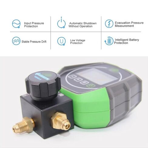 WALFRONT Digital Manifold Meter, AC Vacuum Pressure Temperature Tester with Built in 90 Refrigerants for Automotive Household Air Conditioning Refrigeration Equipment in Saudi Arabia