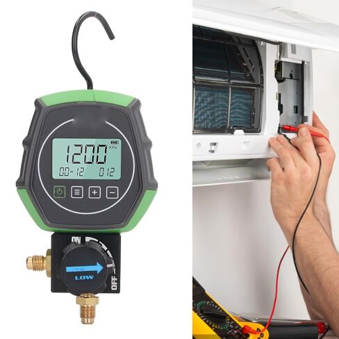 WALFRONT Digital Manifold Meter, AC Vacuum Pressure Temperature Tester with Built in 90 Refrigerants for Automotive Household Air Conditioning Refrigeration Equipment in Saudi Arabia