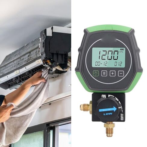 WALFRONT Digital Manifold Meter, AC Vacuum Pressure Temperature Tester with Built in 90 Refrigerants for Automotive Household Air Conditioning Refrigeration Equipment in Saudi Arabia