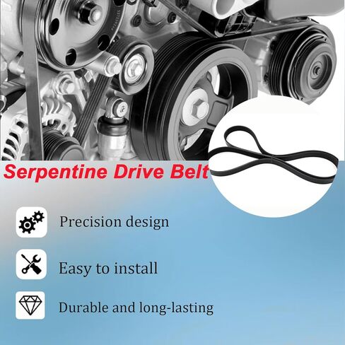 AUCERAMIC Engine Serpentine Drive Belt Fit 2006-2011 for Honda Civic L4 1.8L Replace# K070852, 7PK2164, 56992RNAA04 in Saudi Arabia