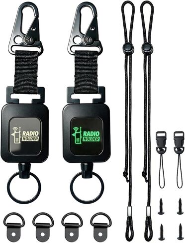 14-PCS Radio Holder 360°Adjustable 26" Retracting with 2pack, 4 Mounting Screws, 4 Steel D-Loops, 2 Long & 2 Short Ropes, Used in Low-Light Conditions for Truck in Kuwait