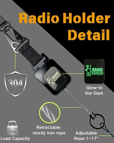 14-PCS Radio Holder 360°Adjustable 26" Retracting with 2pack, 4 Mounting Screws, 4 Steel D-Loops, 2 Long & 2 Short Ropes, Used in Low-Light Conditions for Truck in Kuwait