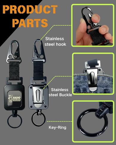 14-PCS Radio Holder 360°Adjustable 26" Retracting with 2pack, 4 Mounting Screws, 4 Steel D-Loops, 2 Long & 2 Short Ropes, Used in Low-Light Conditions for Truck in Kuwait