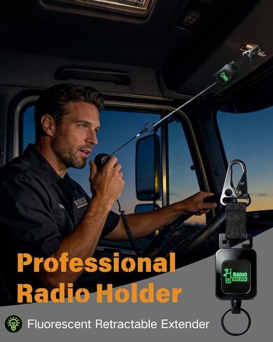 14-PCS Radio Holder 360°Adjustable 26" Retracting with 2pack, 4 Mounting Screws, 4 Steel D-Loops, 2 Long & 2 Short Ropes, Used in Low-Light Conditions for Truck in Kuwait