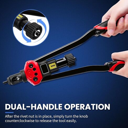 مجموعة صواميل برشام احترافية مقاس 16 بوصة، أداة ريفنوت/جوز للخدمة الشاقة مع مماسك سريعة التغيير، مسدس صامولة برشام مع مؤشر للسكتة الدماغية، أداة إدخال ملولبة مع 15 مغزلًا و170 صامولة، حقيبة حمل in Kuwait