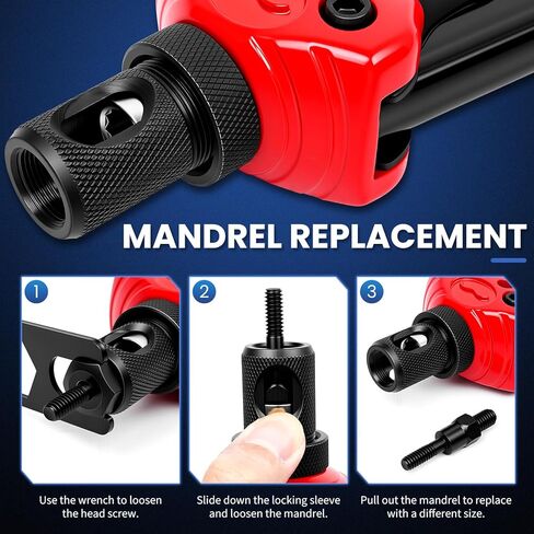 مجموعة صواميل برشام احترافية مقاس 16 بوصة، أداة ريفنوت/جوز للخدمة الشاقة مع مماسك سريعة التغيير، مسدس صامولة برشام مع مؤشر للسكتة الدماغية، أداة إدخال ملولبة مع 15 مغزلًا و170 صامولة، حقيبة حمل in Kuwait